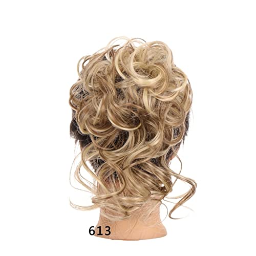 Clip-in-Krallen-Chignon Dutt-Haargummis mit elastischem Band, Chignon, Pferdeschwanz, Hochsteckfrisur, Haarteile for Frauen und Mädchen, synthetische Haarteile, flauschiges, zerzaustes, welliges Haar von CLoxks