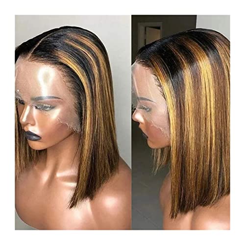 Damen Perücken Gerade Spitze Front Perücke Bob Perücke Spitze Front Menschliches Haar Perücken for Schwarze Frauen Brasilianisches Haar 8-16 Zoll Blondine Spitze Menschenhaar Perücken Kurzer Perücke B von CLoxks