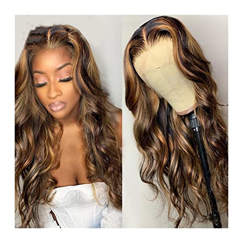 Damen Perücken Highlight Perücke Human Haare Ombre Lace Front Perücke Brasilianische Haarperücken for Schwarze Frauen 30 Inch Honig Blonde Körperwelle Spitze Front Perücke 150% Dichte Beauty Ladieshai von CLoxks