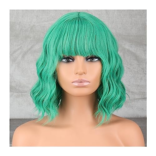 Damen Perücken Kurze gewellte Bob-Perücke mit Pony, schulterlang, synthetisches lockiges Synthetik-Hochtemperatur-Perücke, geeignet for Cosplay Beauty Ladieshair (Color : 11) von CLoxks