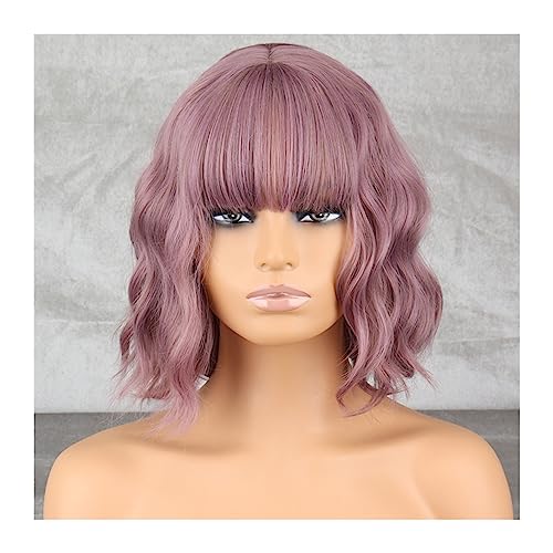 Damen Perücken Kurze gewellte Bob-Perücke mit Pony, schulterlang, synthetisches lockiges Synthetik-Hochtemperatur-Perücke, geeignet for Cosplay Beauty Ladieshair (Color : 5) von CLoxks