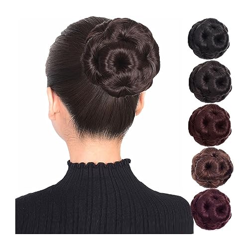 Dutt-Haarteil für Frauen Synthetischer Haar-Chignon, Pferdeschwanz-Brötchen, Blumen-Stil, lockiger Chignon, Hochtemperatur-Faser, Clip-in-Pferdeschwanz-Haarverlängerung, Damen-Haarteil Haarknoten (Co von CLoxks