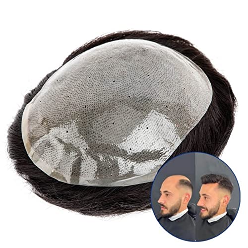 Echthaar Toupet für Männer Thin Skin Toupee Male Hair Prosthesis Breathable PU Base Hair System Human Hair Replacement System Men Toupee Biological Scalp Hairpiece Perücke Männer (Color : 18cmX20cm, von CLoxks