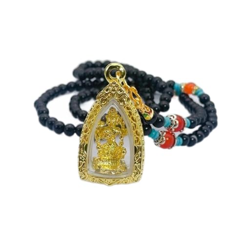 Halsketten Buddha Phra Phrom Halskette Erfolg Buddha bedeckt Gesicht Buddha Silber Männer und Frauen Halskette Achat Anhänger Damen Halskette (Color : A) von CLoxks