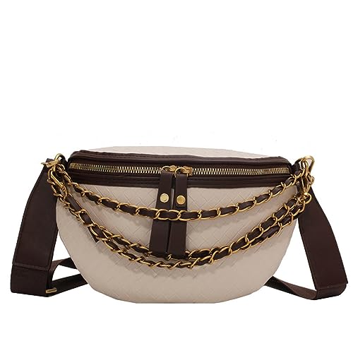 Hüfttaschen Breite Schultergürtel Hüfttasche Kettentasche Kontrast Gewebte Handtasche Für Damen Personalisierte Umhängetasche Mit Einer Schulter Beige von CLoxks