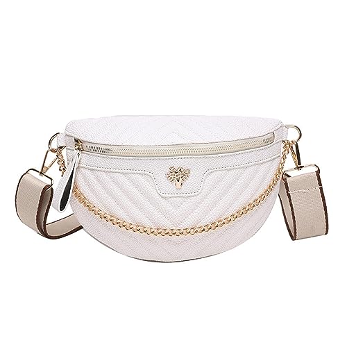 Hüfttaschen Brusttasche Cross Shoulder Fashion Tasche Damen Kette Casual One Shoulder Bag Bestickter Faden Diamant Checker Bag Weiß von CLoxks