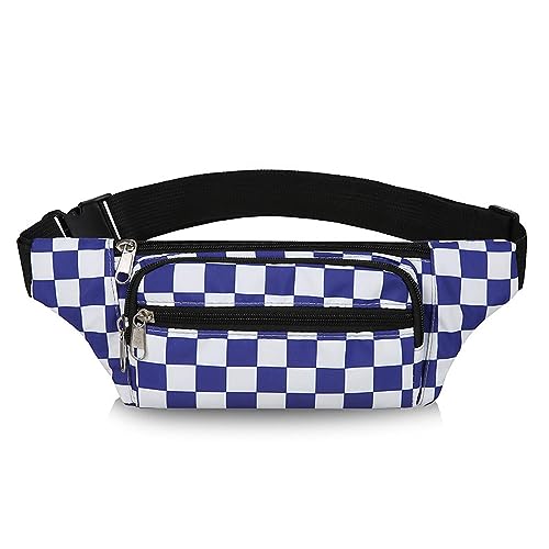 Hüfttaschen Checkerboard Checker Taillentasche Für Frauen Mode Nylon Schwarz Und Weiß Checker Taillentasche Für Handytasche Große Kapazität Laufsport Hüfttasche Für Frauen 2088Blau von CLoxks