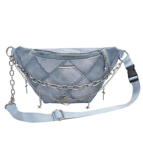 Hüfttaschen Damen-Denim-Nischen-Gürteltasche, Modisch Und Vielseitig, Lingge Pendlertasche, Modische Und Strukturierte Brusttasche Für Frauen Blauer Denim von CLoxks