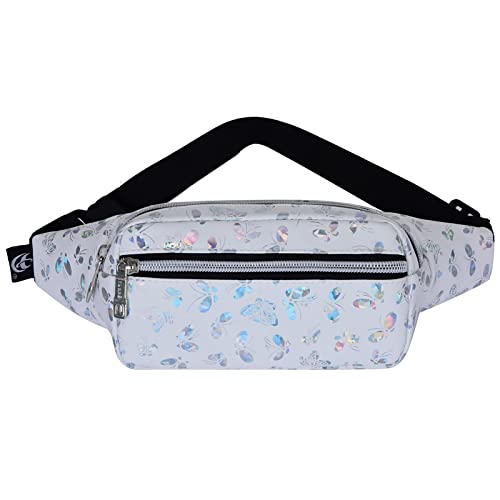 Hüfttaschen Damen Gürteltasche Outdoor Freizeit Reise Gürteltasche Mobile Aufbewahrungstasche Trendige Mädchen Bunte Blume Pu Waistpack Weiß von CLoxks