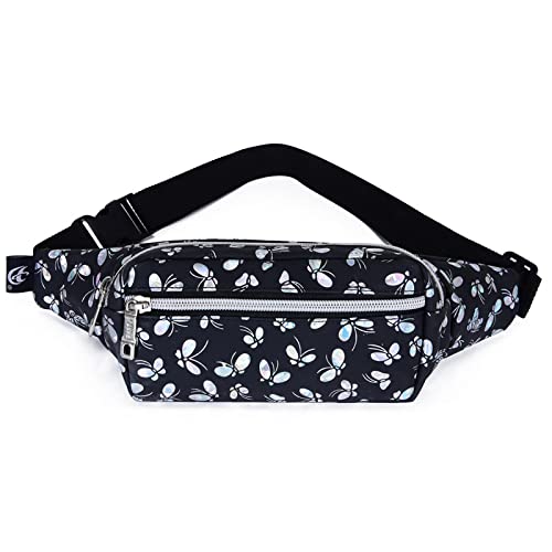 Hüfttaschen Damen Waistpack Outdoor Freizeit Reise Waistpack Mobile Aufbewahrungstasche Trendy Mädchen' Bunte Blume Pu Waistpack Schwarz von CLoxks