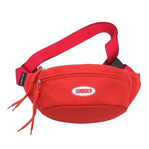 Hüfttaschen Einfache Und Trendige Marken-Gürteltasche, Modische Einfarbige Herren-Umhängetasche, Lässige Brusttasche, Sporthandytasche, Kleine Tasche Rot von CLoxks