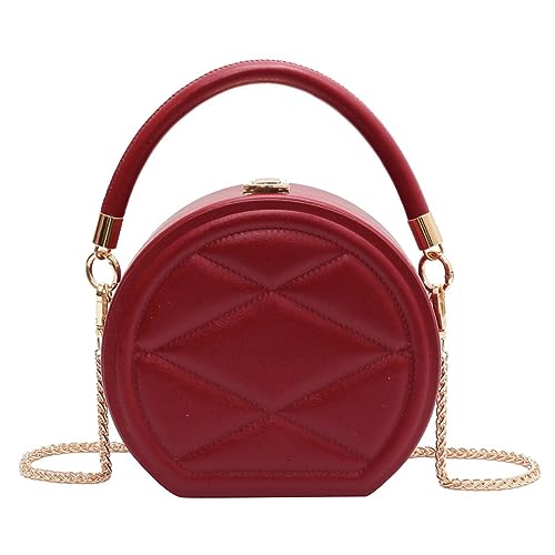 Hüfttaschen Lingge Fashion Runde Kuchen Handtasche Damen Tasche Mode One Shoulder Oblique Cross Waist Bag Rot von CLoxks