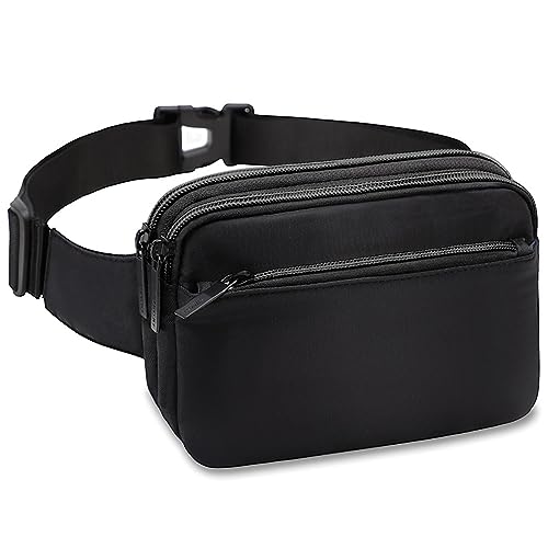 Hüfttaschen Mode Damen Taillentasche Mode Casual Leichte Mini Sport Handytasche Umhängetasche Schwarz (Schwarzer Reißverschluss) von CLoxks