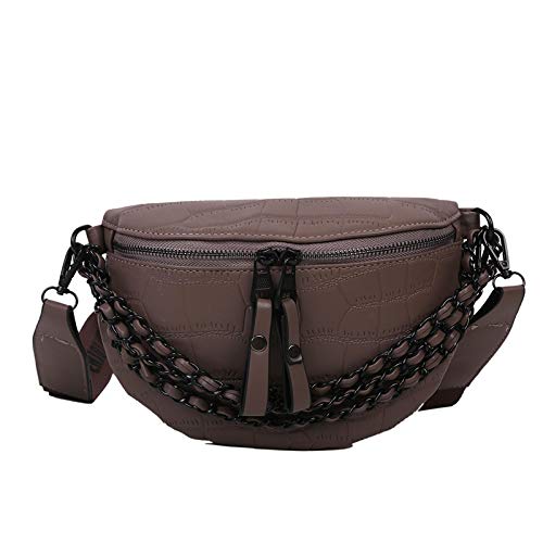 Hüfttaschen Mode Einfarbige Brusttasche Mode Western Kette Damen Hüfttasche Vielseitige Breite Schultergurttasche Grau von CLoxks