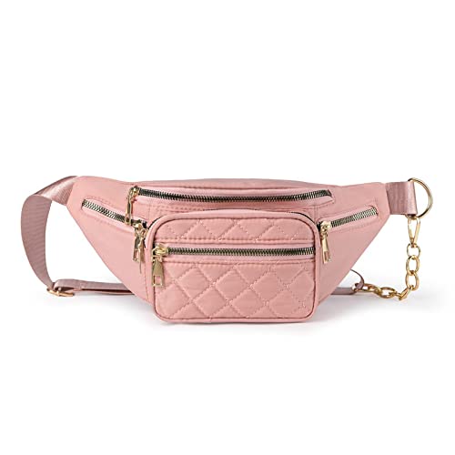 Hüfttaschen Mode Kette Umhängetasche Brusttasche Damen Lingge Knödel Tasche Trendige Kleine Hüfttasche Rosa von CLoxks