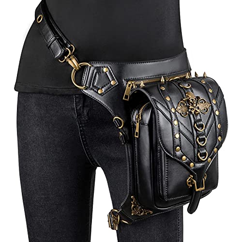 Hüfttaschen Mode Kettentasche Damen Kleine Tasche Retro Motorradtasche Damen Eine Schulter Umhängetasche Damen Hüfttasche Hg131 von CLoxks