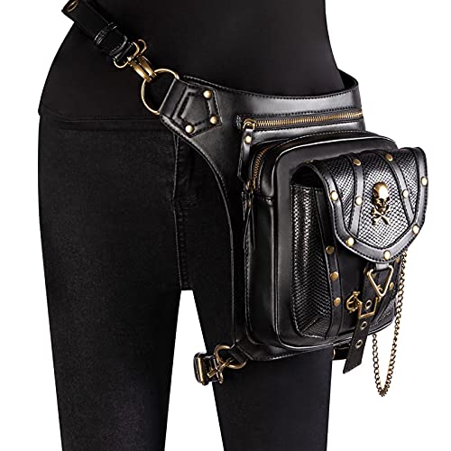 Hüfttaschen Mode Kettentasche Damen Kleine Tasche Retro Motorradtasche Damen Eine Schulter Umhängetasche Damen Hüfttasche Hg132 von CLoxks