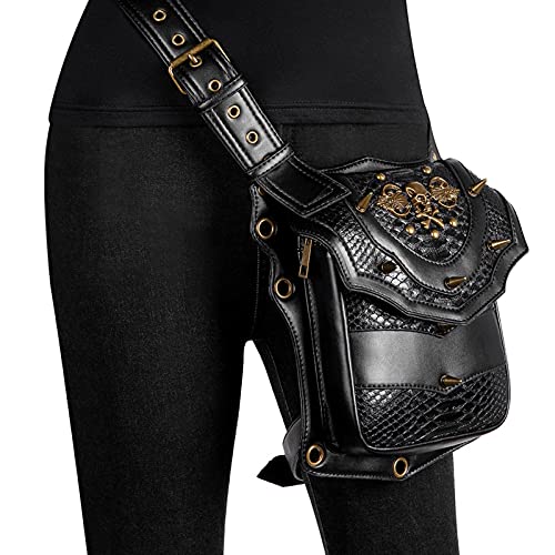 Hüfttaschen Mode Kettentasche Damen Kleine Tasche Retro Motorradtasche Damen Eine Schulter Umhängetasche Damen Hüfttasche Hg139 von CLoxks