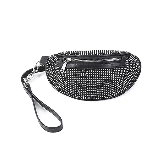 Hüfttaschen Mode Strass Taillentasche Für Damenmode Vielseitige Kettenbrusttasche Für Umhängetasche Für Damen Schwarz von CLoxks