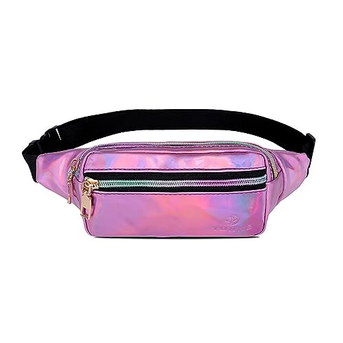 Hüfttaschen Modische Laser-Gürteltasche Damen Pu-Lack-Leder-Bright-Face-Brusttasche Multifunktionale Bunte One-Shoulder-Umhängetasche Rosa von CLoxks