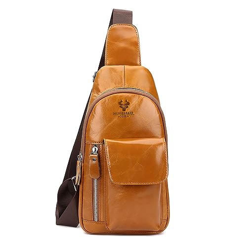 Hüfttaschen Modischer Herrenrucksack, Umhängetasche, Textur-Umhängetasche, Herren-Gürteltasche, Brusttasche Gelbbraun von CLoxks