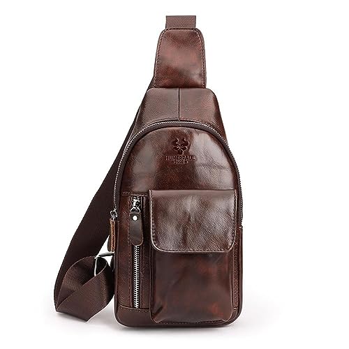 Hüfttaschen Modischer Herrenrucksack, Umhängetasche, Textur-Umhängetasche, Herren-Hüfttasche, Brusttasche Tief Braun von CLoxks