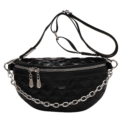 Hüfttaschen Personalisierte Damen Umhängetasche Mode Brusttasche Lingge Damen Hüfttasche Schwarz von CLoxks