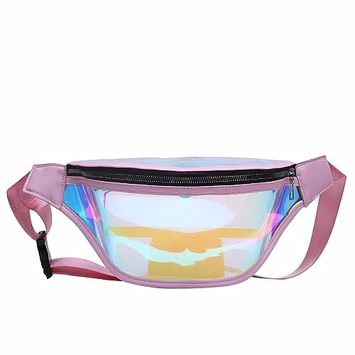 Hüfttaschen Sport-Gürteltasche, wasserdichte Handytasche, Transparente Laser-Brusttasche, Umhängetasche, Damen-Gürteltasche Einheitsgröße Rosa von CLoxks