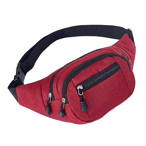 Hüfttaschen Trendige Herren-Brusttasche, Outdoor-Sport-Umhängetasche, Multifunktionale Verschleißfeste Umhängetasche, Lässige Canvas-Hüfttasche, Damen Rot von CLoxks