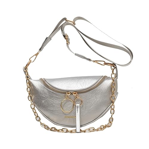 Hüfttaschen Vintage Mode Bright Face Kette Achselhöhle Kleine Tasche Hüfttasche Modische Und Minimalistische Damen Trendige Brusttasche Silber von CLoxks