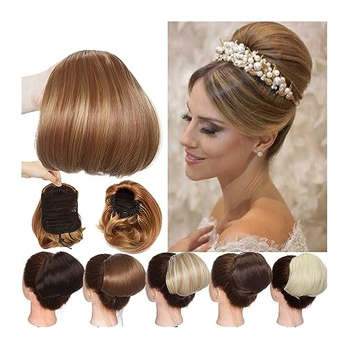 Klauen-Chignon für Einclipsen Synthetische gerade Chignon-Dutt-Haarteile, 15,2 cm, Kordelzug, Pferdeschwanz-Verlängerung, Clip-in-Haarverlängerung, hitzebeständiges Haar, Donut-Chignon for Frauen Pfer von CLoxks