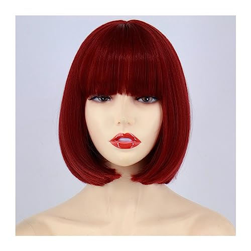 Perücke Kurze schwarze Bob-Perücke, gerade, synthetische Perücken for Frauen mit Pony, natürliche hitzebeständige Faser, Cosplay-Haar synthetische Perücken (Color : 9) von CLoxks