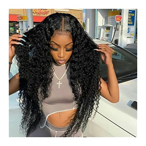 Perücke für Frauen 13x4 volle spitze menschliche haarperücken frontal perücken lockig hd transparent vorgeptet for frauen 8-34 zoll tiefe welle spitze frontperücke Human Hair Wig (Size : 13x4 lace wi von CLoxks