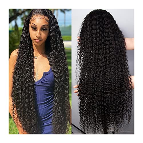 Perücke für Frauen Deep Wave Frontal Perücke Full Lace Front Human Hair Perücken 13x4 Bob Wasserwelle HD Nass und Wellenförmige lose vorgepuckte lockige menschliche Haarperücke Human Hair Wig (Size : von CLoxks