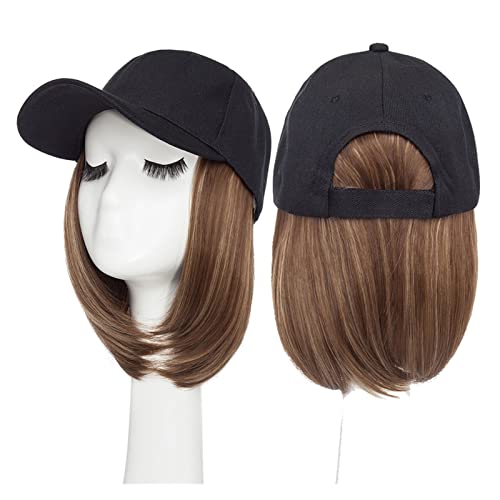 Perückenkappen 6inch Baseball -Perücke Bob Perücke Black Hat Wigs Mütze mit Haar Perückenkappen für Damen (Color : H) von CLoxks