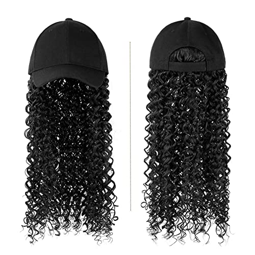 Perückenkappen Baseball Cap Perücke synthetische lange afro versaute lockige Perücke Hut natürliche schwarze/braune Auburn Hiar Cap mit Haaren for Frauen Perückenkappen für Damen (Color : F988) von CLoxks