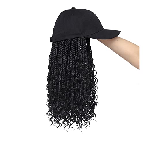 Perückenkappen Baseballkappen-Perücke, Haarverlängerungen mit Hüten, schwarze synthetische lockige geflochtene Haarkappenperücke for Frauen und Mädchen Perückenkappen für Damen (Color : #1B, Size : von CLoxks