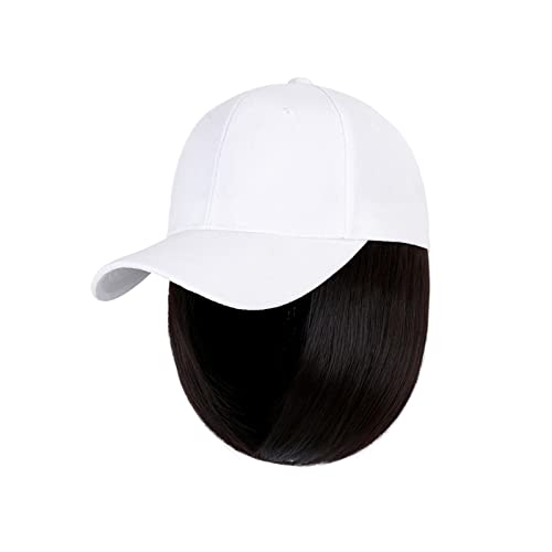 Perückenkappen Baseballkappen-Perücke, lange gerade Perücke mit Hut, Kunsthaar-Perücken, verstellbare Hut-Perücken Perückenkappen für Damen (Color : A natural black) von CLoxks