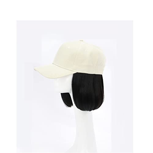 Perückenkappen Frauen-Hut-Perücke mit kurzen Haaren, Baseballkappe, for Verbinden mit verstellbaren Haarverlängerungen, Perücken, hitzebeständige Faser Perückenkappen für Damen (Color : Beige 2 cap) von CLoxks