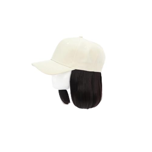 Perückenkappen Frauen-Hut-Perücke mit kurzen Haaren, Baseballkappe, for Verbinden mit verstellbaren Haarverlängerungen, Perücken, hitzebeständige Faser Perückenkappen für Damen (Color : Beige 4 cap) von CLoxks