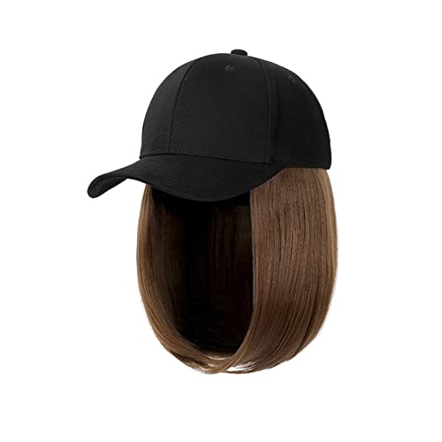 Perückenkappen Kurze BoB-Kappenhaar-Perücke, tägliche Kappenhaar-Perücke, kurzes Haar, Promi-Baseballmütze, schwarzer und weißer Hut Perückenkappen für Damen (Color : 2-30) von CLoxks