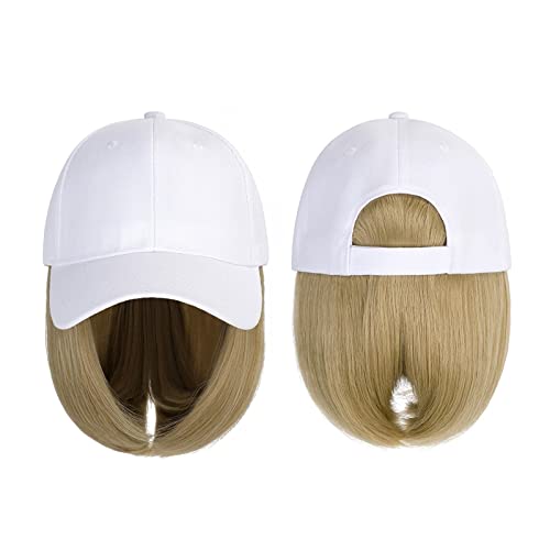 Perückenkappen Kurze gerade Baseball-Perücke, synthetische natürliche Bob-Perücke, schwarzer Hut, Perückenkappe mit Haarverbindung, verstellbare Baseballkappe Perückenkappen für Damen (Color : F483 2 von CLoxks