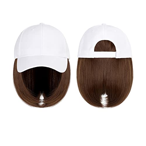 Perückenkappen Kurze gewellte Baseball-Perücke, synthetische natürliche Bob-Perücke, schwarz/weiß, Hut-Perücken, Kappe mit Haar, Baseball-Kappe for Frauen und Mädchen Perückenkappen für Damen (Color von CLoxks