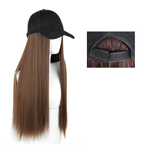 Perückenkappen Lange gerade Hut-Perücke, Highlight-Haar-Perücken, natürliche Verbindung, synthetische Baseballkappen-Haar-Perücke, Hut-Perücke, verstellbar for Frauen Perückenkappen für Damen (Color von CLoxks