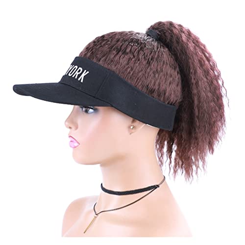 Perückenkappen Synthetic Curly Hair Ponytail Extension Perücke Kinky Straight Travel Beach Shade Baseball Cap All-in-One leicht zu tragen Hutperücke Perückenkappen für Damen (Color : A) von CLoxks