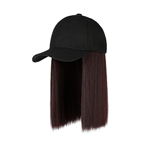 Perückenkappen Synthetische Baseballkappe Perücke, kurze Perücke, schwarzer Hut, Perückenkappe mit Haaren, Bob-Haar, Baseballkappe, verstellbar Perückenkappen für Damen (Color : C dark brown) von CLoxks