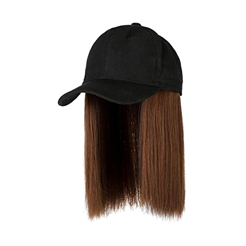 Perückenkappen Synthetische Baseballkappe Perücke, kurze Perücke, schwarzer Hut, Perückenkappe mit Haaren, Bob-Haar, Baseballkappe, verstellbar Perückenkappen für Damen (Color : C light brown) von CLoxks