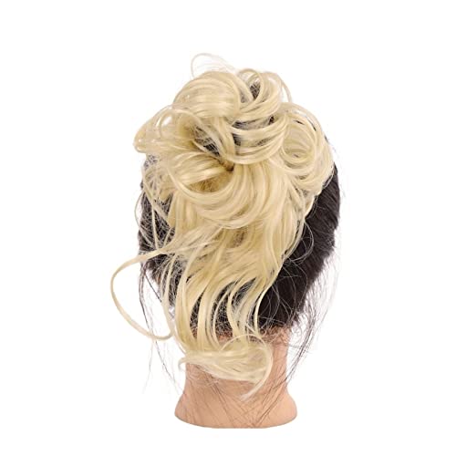 clip im haarteil Dutt-Haargummis mit elastischem Band, Chignon, Pferdeschwanz, Hochsteckfrisur, Haarteile for Frauen und Mädchen, synthetische Haarteile, flauschiges, zerzaustes, welliges Haar haarkno von CLoxks