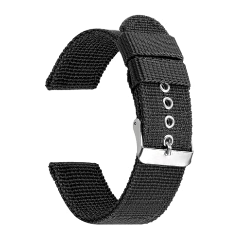 CLywdp 16/18/20/22/24 mm Uhrenarmband aus gewebtem Nylon, einfaches und vielseitiges Ersatzarmband,Schwarz,16 mm von CLywdp