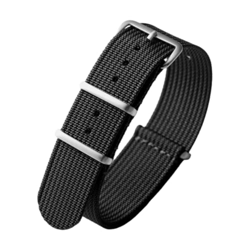 CLywdp 18/19/20/22 mm Nylon-Uhrenarmband, gewebtes Design, Ersatzarmband,Schwarz,22 mm von CLywdp